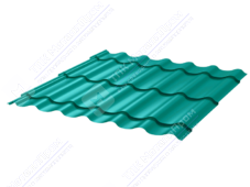 Металлочерепица МЧ2 Монтеррей Макси 0,45 ПЭ RAL5021 морская волна