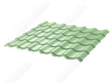 Металлочерепица МЧ2 Монтеррей Ретро 0,45 ПЭ RAL6021 бледно-зеленый