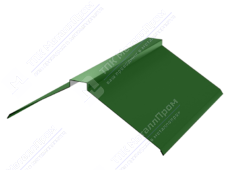 Планка конька плоского простого 150 150 0,4 2м стандарт ПЭ в пленке RAL6002 зеленый лист К-511